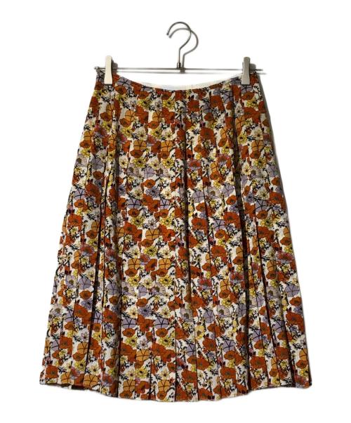 TORY BURCH（トリーバーチ）TORY BURCH (トリーバーチ) 花柄シルクプリーツスカート オレンジ サイズ:2の古着・服飾アイテム