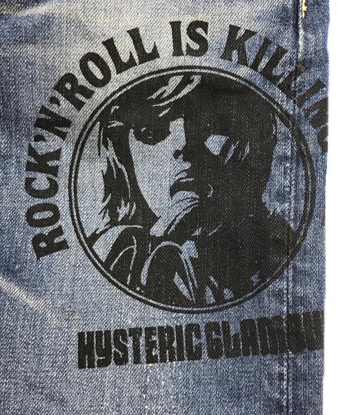 Hysteric Glamour（ヒステリックグラマー）Hysteric Glamour (ヒステリックグラマー) プリントスタッズデニムパンツ インディゴ サイズ:28incの古着・服飾アイテム