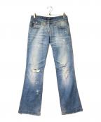 DOLCE & GABBANAドルチェ＆ガッバーナ）の古着「フレアダメージデニムパンツ」｜インディゴ