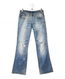 DOLCE & GABBANA（ドルチェ＆ガッバーナ）の古着「フレアダメージデニムパンツ」｜インディゴ