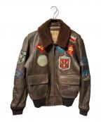 AVIREXアヴィレックス）の古着「ラムレザージャケット/TOPGUN MODEL G-1ジャケット」｜ブラウン