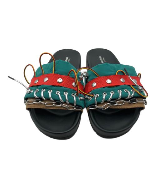 kolor/BEACON（カラービーコン）kolor/BEACON (カラービーコン) キルティング・PVCサンダル ブラック×グリーン サイズ:2の古着・服飾アイテム