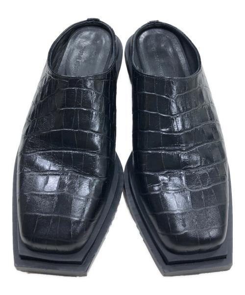 MAISON SPECIAL（メゾンスペシャル）MAISON SPECIAL (メゾンスペシャル) SPECIAL SHOES FACTORY (スペシャルシューズファクトリー) 東京産スクエアヒールミュールサンダル ブラック サイズ:25 1/2の古着・服飾アイテム