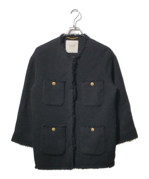 journal standard L'essage（ジャーナルスタンダード レサージュ）journal standard L'essage (ジャーナルスタンダード レサージュ) GIOLICAツイードBIGジャケット（ジオリカツイードビッグジャケット） ブラック サイズ:表記なしの古着・服飾アイテム