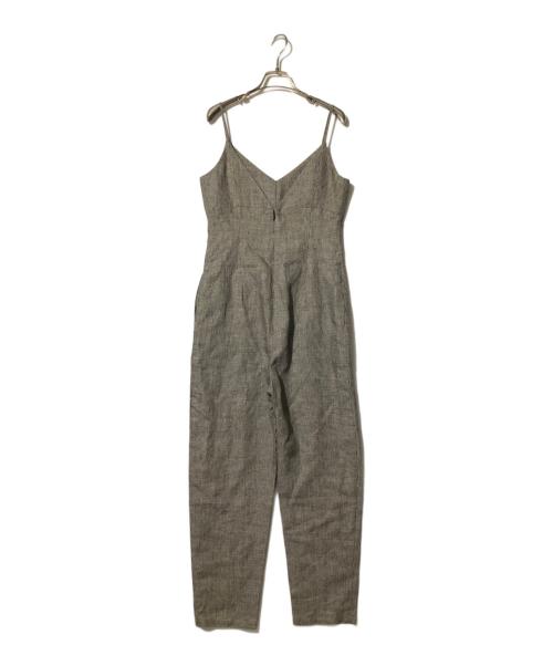 THIRD MAGAZINE（サードマガジン）THIRD MAGAZINE (サードマガジン) リネン千鳥格子サロペット ブラック×ブラウン サイズ:9の古着・服飾アイテム