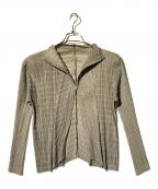 PLEATS PLEASEプリーツプリーズ）の古着「プリーツカーディガン」｜オリーブ