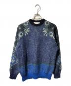 TOGA PULLAトーガ プルラ）の古着「モヘアジャガードニットプルオーバー」｜ブラック×ネイビー