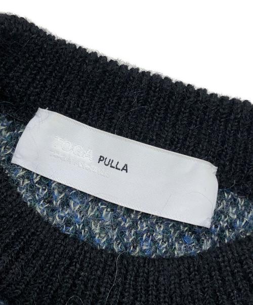 TOGA PULLA（トーガ プルラ）TOGA PULLA (トーガ プルラ) モヘアジャガードニットプルオーバー ブラック×ネイビー サイズ:36の古着・服飾アイテム