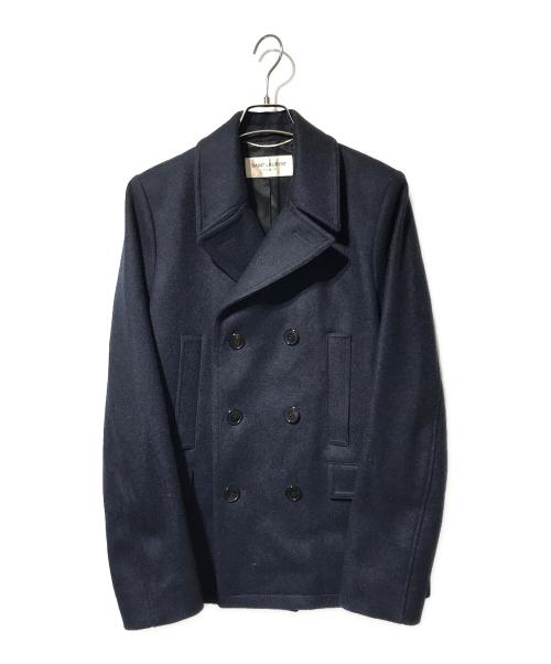 Saint Laurent Paris（サンローランパリ）Saint Laurent Paris (サンローランパリ) ウールＰコート ネイビー サイズ:48の古着・服飾アイテム