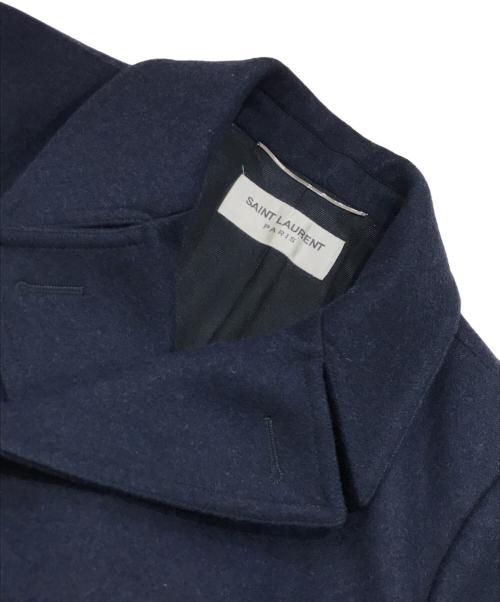 Saint Laurent Paris（サンローランパリ）Saint Laurent Paris (サンローランパリ) ウールＰコート ネイビー サイズ:48の古着・服飾アイテム