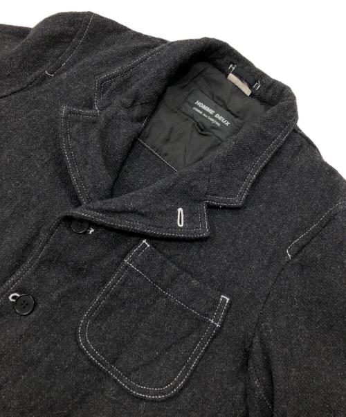 COMME des GARCONS HOMME DEUX（コムデギャルソン オム ドゥ）COMME des GARCONS HOMME DEUX (コムデギャルソン オム ドゥ) 強撚糸ウールテーラードジャケット ブラック サイズ:ＸＳの古着・服飾アイテム