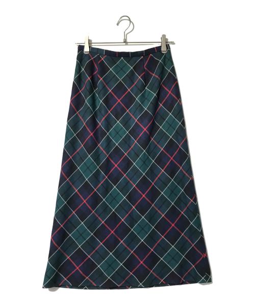 Burberry's（バーバリー）Burberry's (バーバリーズ) フレアスカート グリーン サイズ:40の古着・服飾アイテム