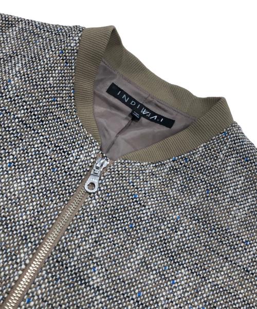 INDIVI V.A.I（インディヴィ バイ）INDIVI V.A.I (インディヴィ バイ) スラブツイードMA-1ジャケット ブラウン サイズ:38の古着・服飾アイテム