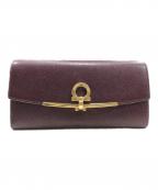 Salvatore Ferragamoサルヴァトーレ フェラガモ）の古着「ガンチーニロングウォレット」｜バーガンディー