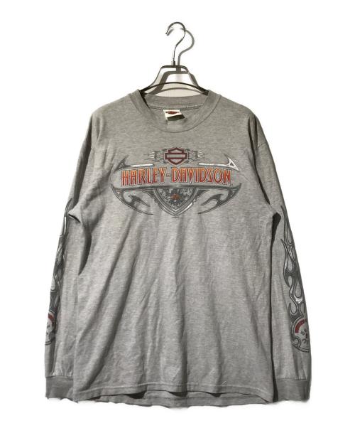 HARLEY-DAVIDSON（ハーレーダビッドソン）HARLEY-DAVIDSON (ハーレーダビッドソン) ファイヤーパターンカットソー グレー サイズ:Mの古着・服飾アイテム