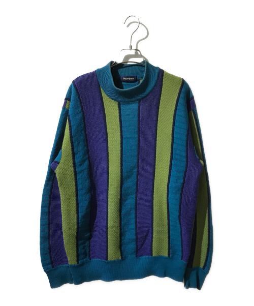 Yves Saint Laurent（イヴサンローラン）Yves Saint Laurent (イヴサンローラン) モックネックニット グリーン×ブルー サイズ:表記なしの古着・服飾アイテム