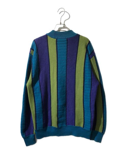 Yves Saint Laurent（イヴサンローラン）Yves Saint Laurent (イヴサンローラン) モックネックニット グリーン×ブルー サイズ:表記なしの古着・服飾アイテム