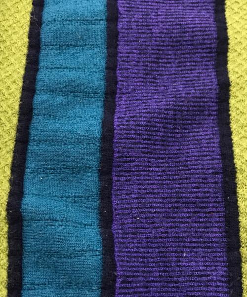 Yves Saint Laurent（イヴサンローラン）Yves Saint Laurent (イヴサンローラン) モックネックニット グリーン×ブルー サイズ:表記なしの古着・服飾アイテム