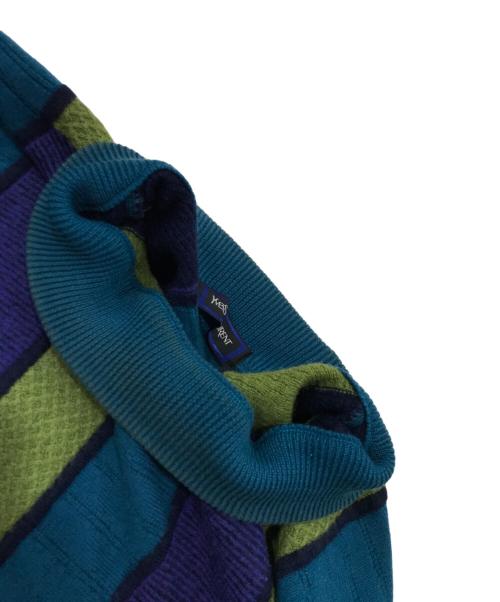 Yves Saint Laurent（イヴサンローラン）Yves Saint Laurent (イヴサンローラン) モックネックニット グリーン×ブルー サイズ:表記なしの古着・服飾アイテム