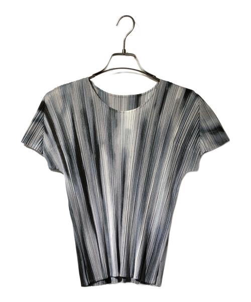 PLEATS PLEASE（プリーツプリーズ）PLEATS PLEASE (プリーツプリーズ) プリーツカットソー ブルー×グレー サイズ:34の古着・服飾アイテム