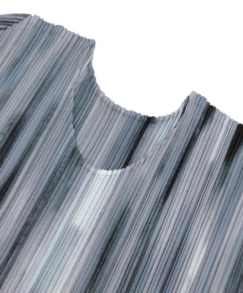 PLEATS PLEASE（プリーツプリーズ）PLEATS PLEASE (プリーツプリーズ) プリーツカットソー ブルー×グレー サイズ:34の古着・服飾アイテム