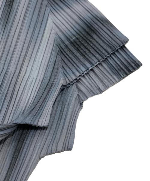 PLEATS PLEASE（プリーツプリーズ）PLEATS PLEASE (プリーツプリーズ) プリーツカットソー ブルー×グレー サイズ:34の古着・服飾アイテム