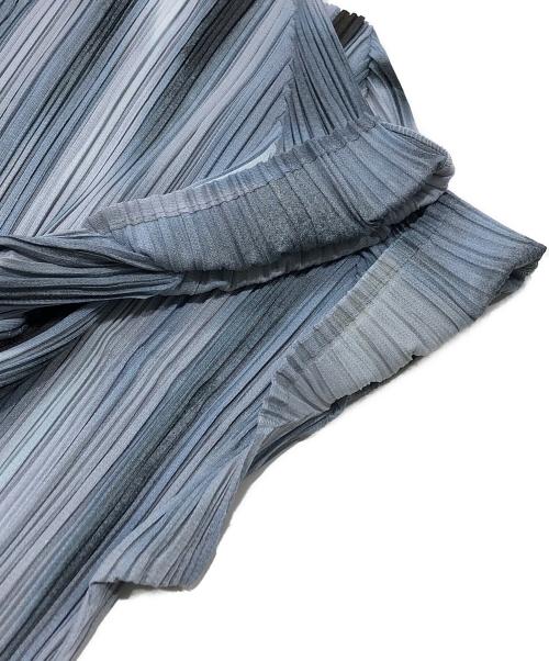 PLEATS PLEASE（プリーツプリーズ）PLEATS PLEASE (プリーツプリーズ) プリーツカットソー ブルー×グレー サイズ:34の古着・服飾アイテム