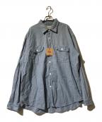 goldゴールド）の古着「BLUE CHAMBRAY L/S WORK SHIRT DAMAGED　（ブルーシャンブレー　レディース　ワークシャツ　ダメージ）」｜ブルー