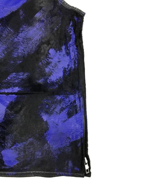 YOKE（ヨーク）YOKE (ヨーク) Hand Painted Velbet Zip vest　（ハンド　ペイント　ベルベット　ジップ　ベスト） ブラック×パープル サイズ:3 未使用品の古着・服飾アイテム