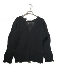 PERVERZE（パーバーズ）の古着「Patch Knit Top」｜ブラック