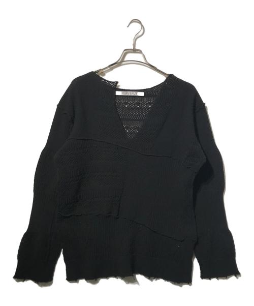 PERVERZE（パーバーズ）PERVERZE (パーバーズ) Patch Knit Top ブラック サイズ:Fの古着・服飾アイテム