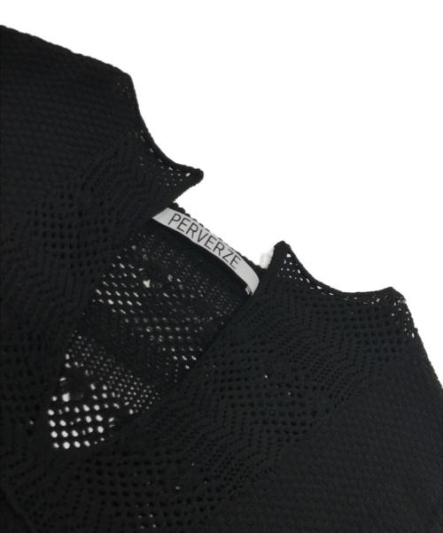 PERVERZE（パーバーズ）PERVERZE (パーバーズ) Patch Knit Top ブラック サイズ:Fの古着・服飾アイテム