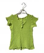 me ISSEY MIYAKEミーイッセイ ミヤケ）の古着「ヘンリーネックストレッチカットソー」｜グリーン