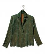ISSEY MIYAKE FETEイッセイミヤケフェット）の古着「プリーツテーラードジャケット」｜ベージュ×グリーン