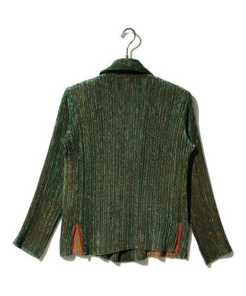 ISSEY MIYAKE FETE（イッセイミヤケフェット）ISSEY MIYAKE FETE (イッセイミヤケフェット) プリーツテーラードジャケット ベージュ×グリーン サイズ:03の古着・服飾アイテム