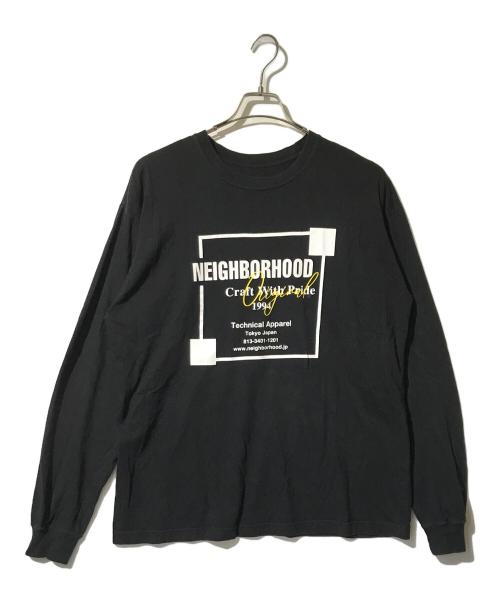 NEIGHBORHOOD（ネイバーフッド）NEIGHBORHOOD (ネイバーフッド) NH TEE LS-7 02/ロゴプリントカットソー ブラック サイズ:LARGEの古着・服飾アイテム