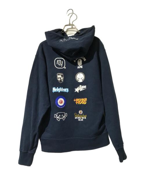 A BATHING APE（ア ベイシング エイプ）A BATHING APE (ア ベイシング エイプ) NEIGHBORHOOD (ネイバーフッド) RELAXED FIT PULLOVER HOODIE　（リラックス　フィット　プルオーバー　フーディー） ネイビー サイズ:Mの古着・服飾アイテム