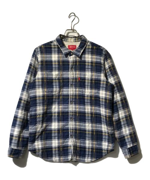 SUPREME（シュプリーム）SUPREME (シュプリーム) faux shearling lined flannel シャツ ネイビー サイズ:Mの古着・服飾アイテム