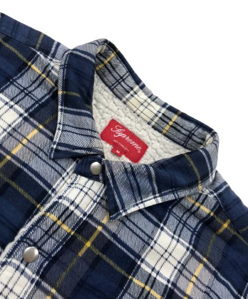 SUPREME（シュプリーム）SUPREME (シュプリーム) faux shearling lined flannel シャツ ネイビー サイズ:Mの古着・服飾アイテム