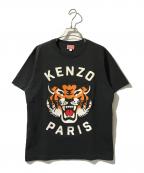 KENZOケンゾー）の古着「Lucky Tigerオーバーサイズ エンブロイダリー Tシャツ」｜ブラック