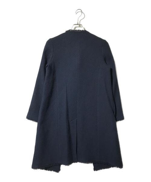 theory（セオリー）theory (セオリー) BASKT.TWEED CREWNECK.COAT　（バスケット　ツイード　クラウンネック　コート） ネイビー サイズ:Pの古着・服飾アイテム