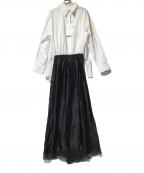MM6 Maison Margielaエムエムシックスメゾンマルジェラ）の古着「White Shirt Slip Dress　（ホワイト　シャツ　スリップ　ドレス）」｜ホワイト×ブラック