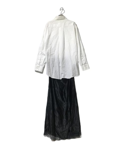 MM6 Maison Margiela（エムエムシックスメゾンマルジェラ）MM6 Maison Margiela (エムエムシックスメゾンマルジェラ) White Shirt Slip Dress　（ホワイト　シャツ　スリップ　ドレス） ホワイト×ブラック サイズ:42 未使用品の古着・服飾アイテム