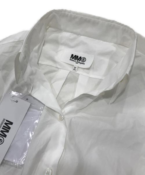 MM6 Maison Margiela（エムエムシックスメゾンマルジェラ）MM6 Maison Margiela (エムエムシックスメゾンマルジェラ) White Shirt Slip Dress　（ホワイト　シャツ　スリップ　ドレス） ホワイト×ブラック サイズ:42 未使用品の古着・服飾アイテム
