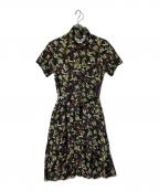 A.P.C.アーペーセー）の古着「フラワープリントシャツワンピース」｜グリーン×ブラック
