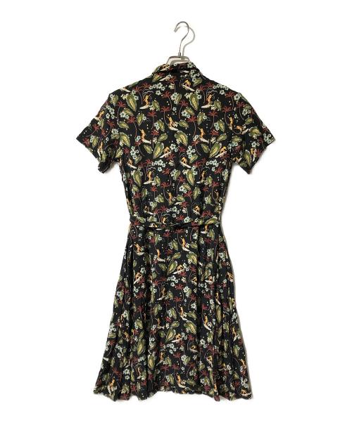 A.P.C.（アーペーセー）A.P.C. (アーペーセー) フラワープリントシャツワンピース グリーン×ブラック サイズ:34の古着・服飾アイテム