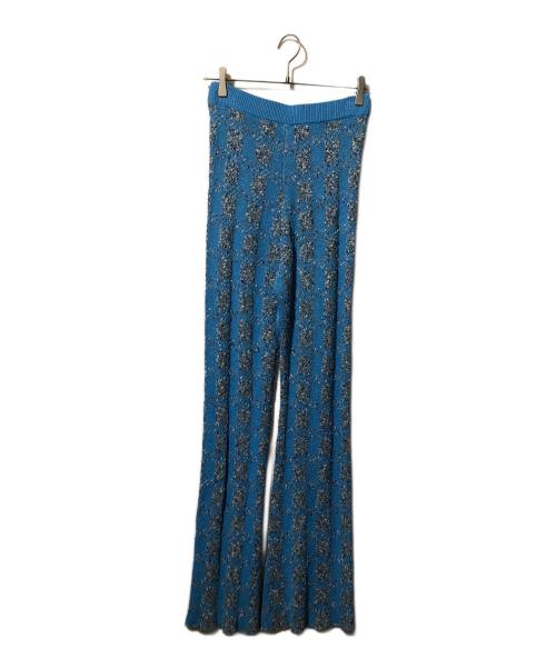 MAISON SPECIAL（メゾンスペシャル）MAISON SPECIAL (メゾンスペシャル) ジャガードチェックツイードニットパンツ ブルー サイズ:Freeの古着・服飾アイテム