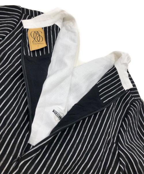 Tnewties（トゥエンティーズ）Tnewties (トゥエンティーズ) ジェシカの陰謀 ダブルブレストストライプパターンドレス ブラック サイズ:Lの古着・服飾アイテム