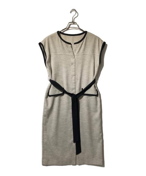 Pinky & Dianne（ピンキーアンドダイアン）Pinky & Dianne (ピンキーアンドダイアン) 配色パイピングワンピース グレー サイズ:38の古着・服飾アイテム