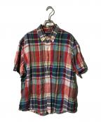 RALPH LAURENラルフローレン）の古着「ネップリネンチェックシャツ」｜レッド×ブルー
